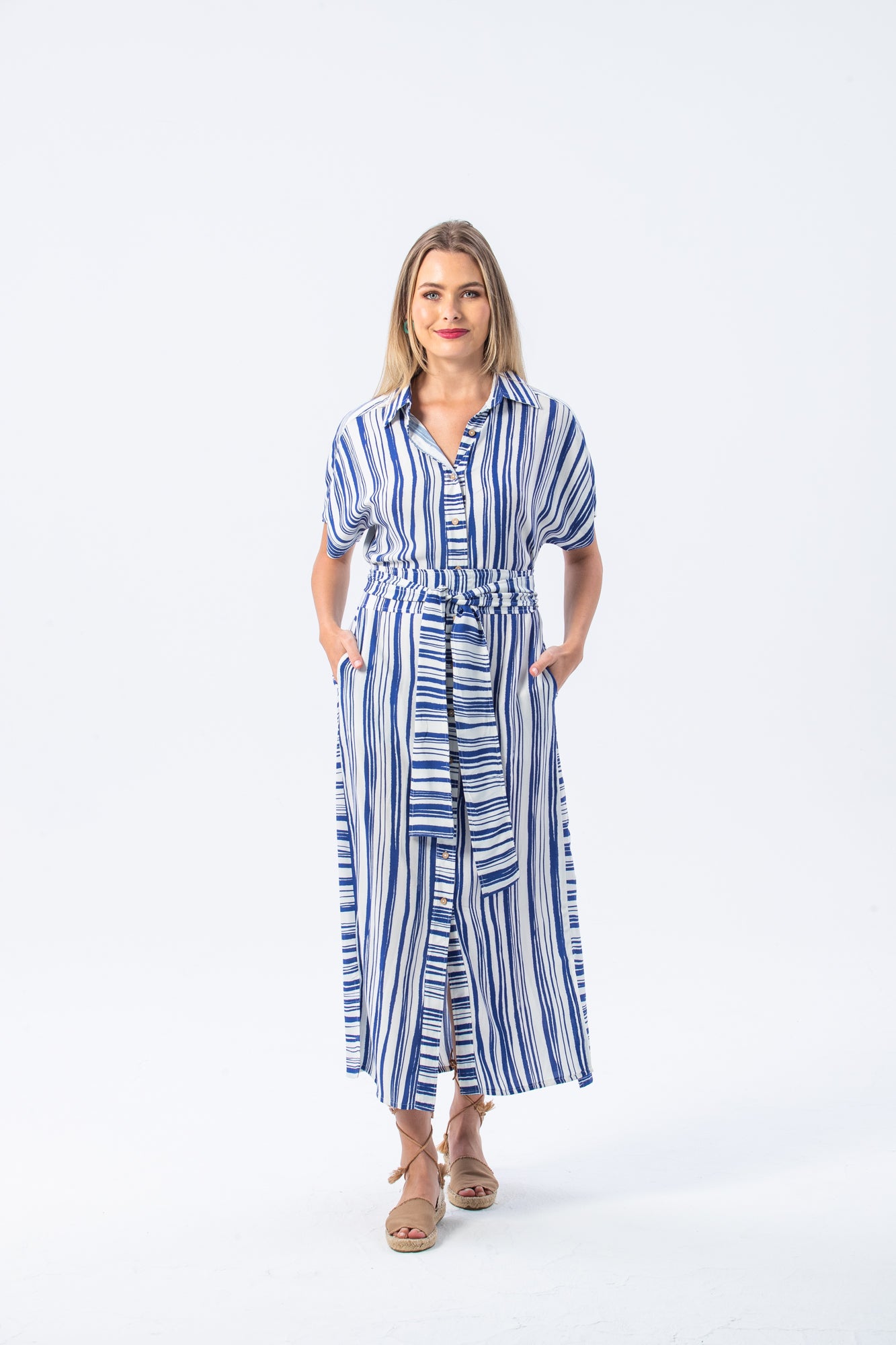 Antiqua dress - Blue and white stripe