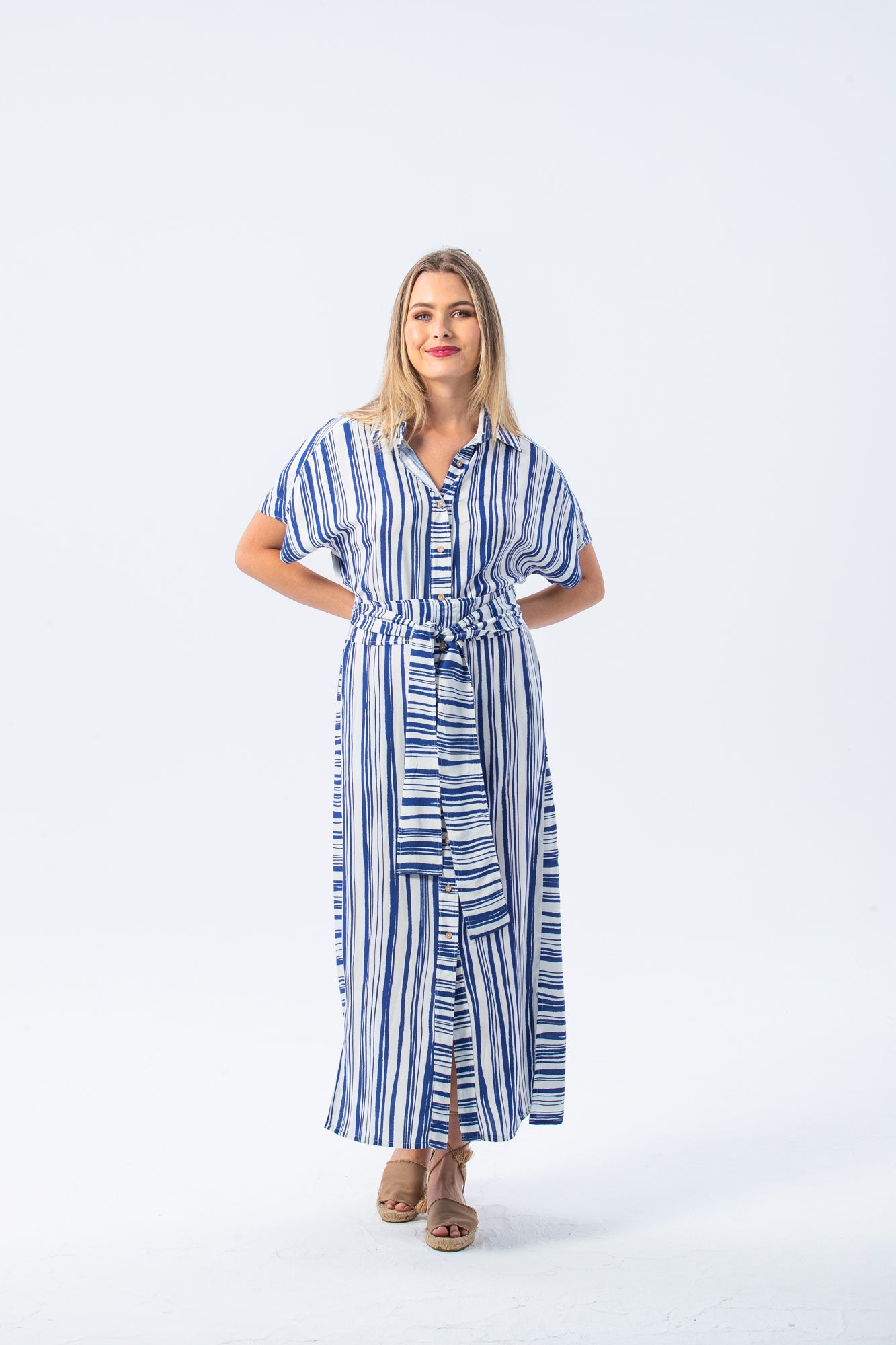 Antiqua dress - Blue and white stripe