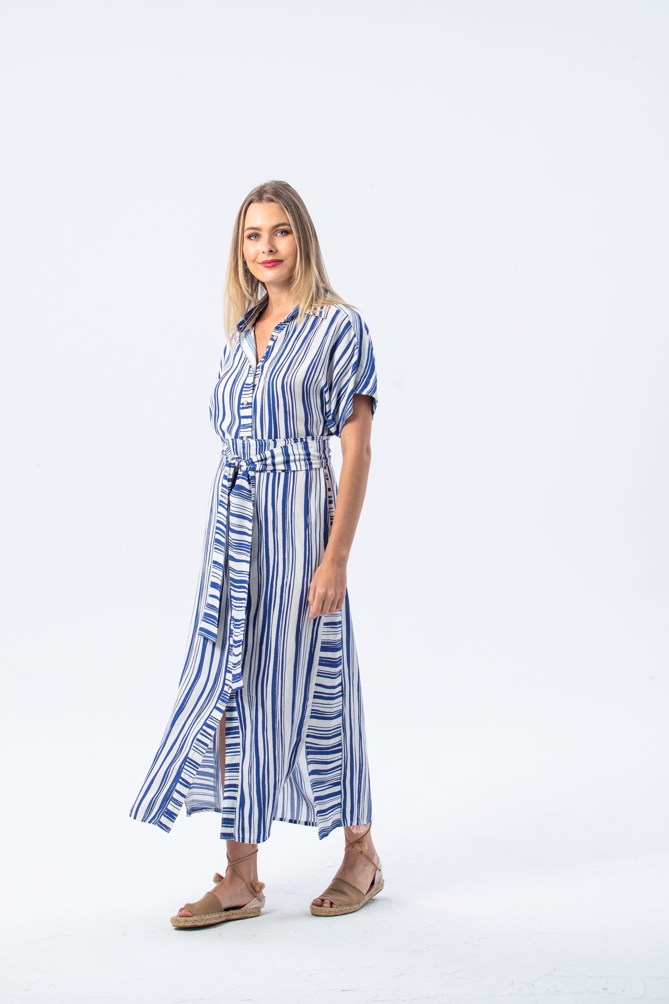 Antiqua dress - Blue and white stripe