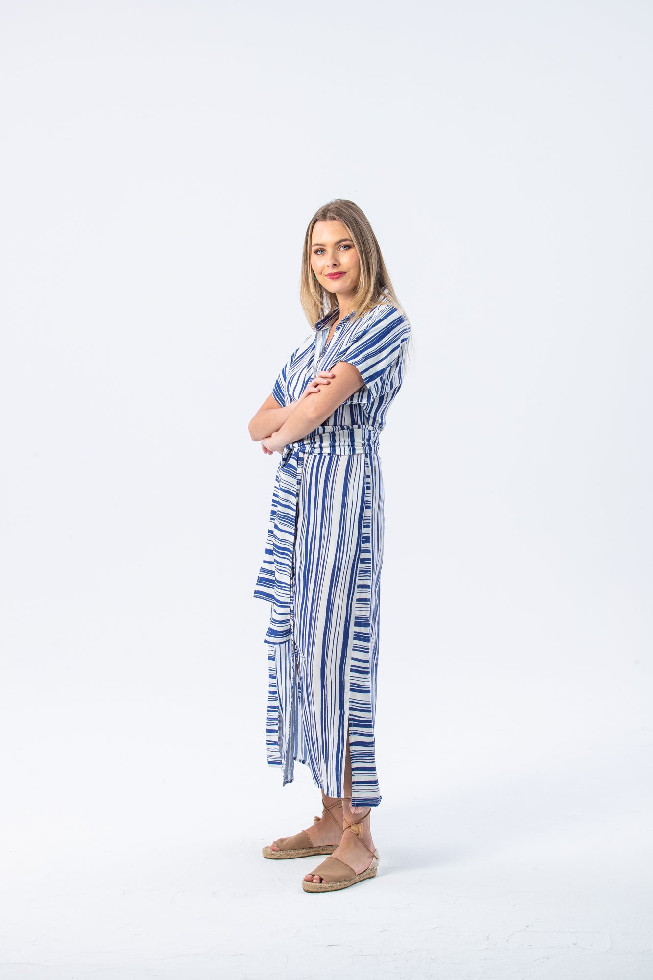 Antiqua dress - Blue and white stripe