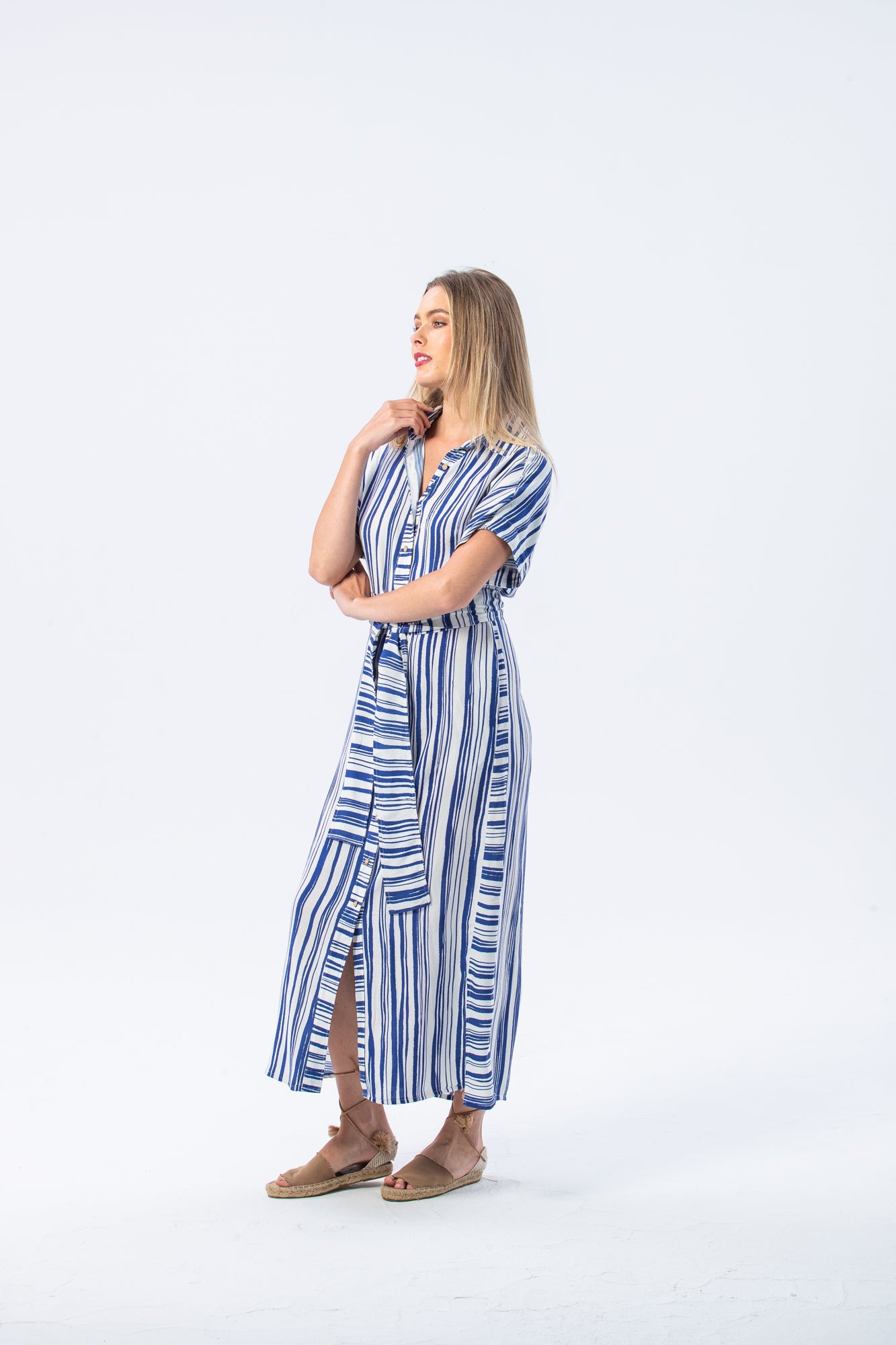 Antiqua dress - Blue and white stripe