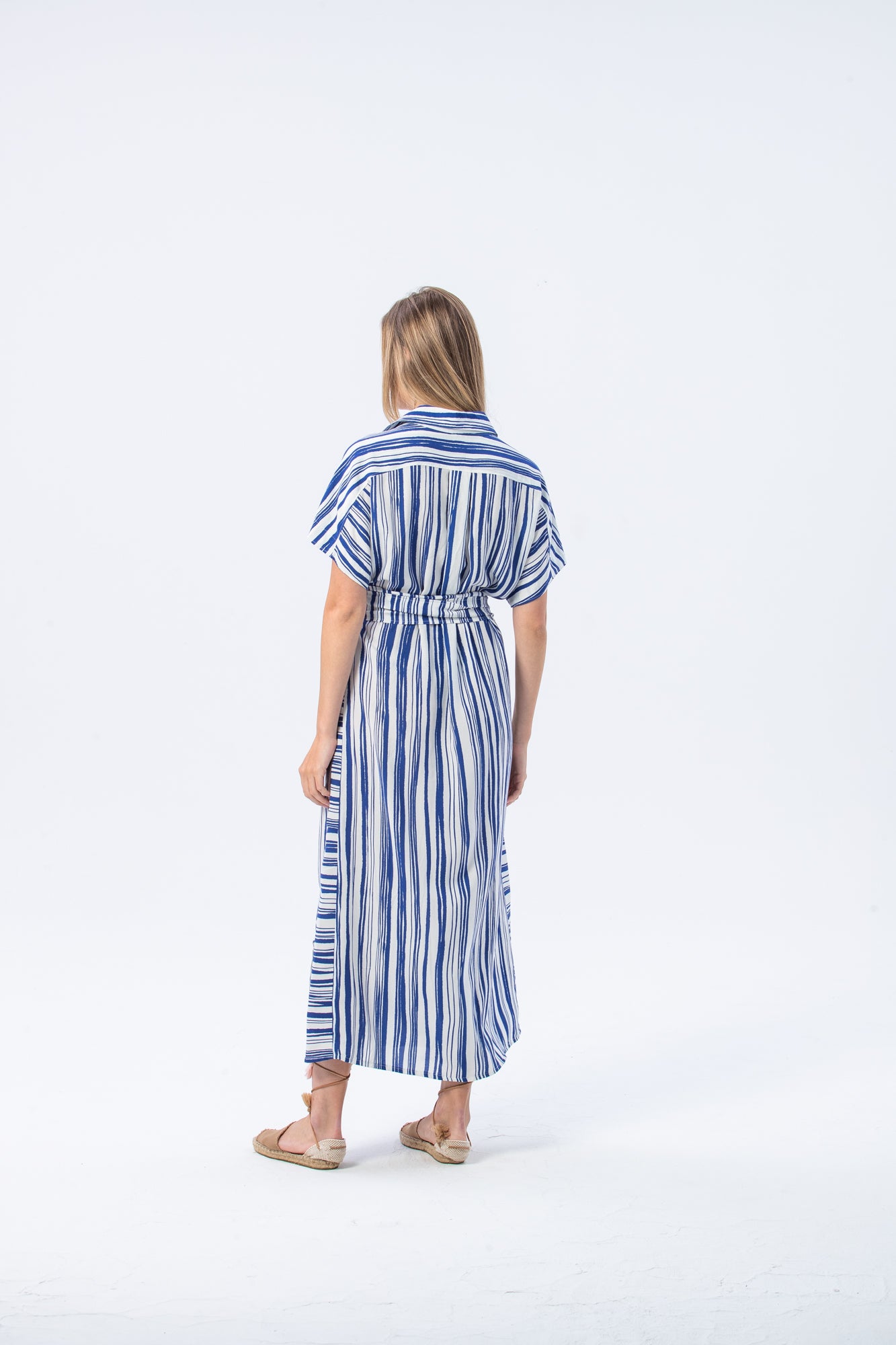 Antiqua dress - Blue and white stripe