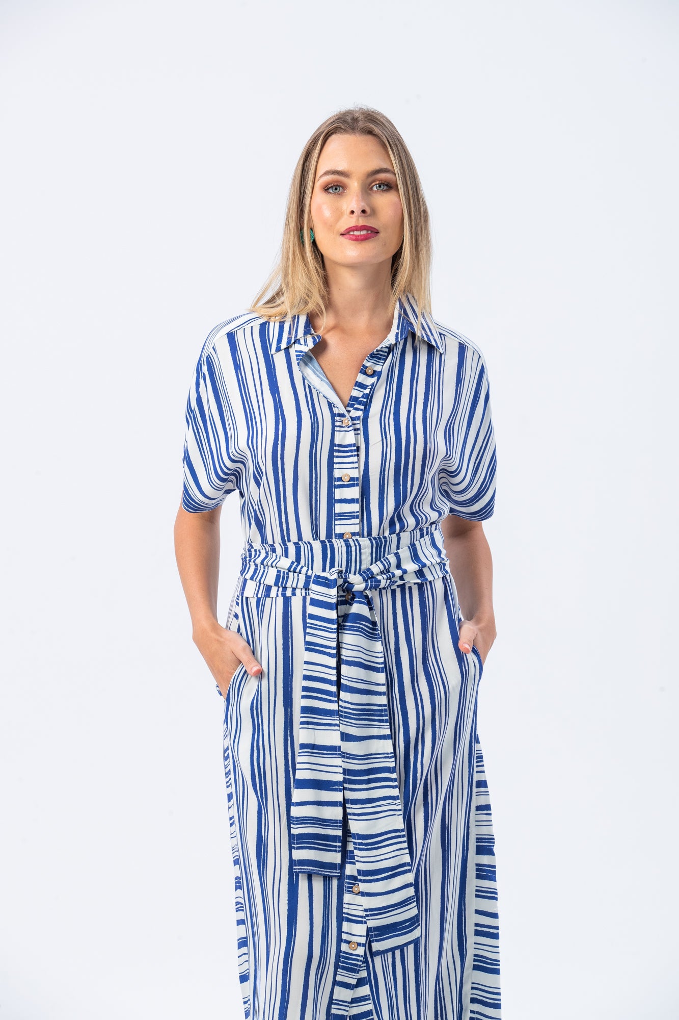 Antiqua dress - Blue and white stripe