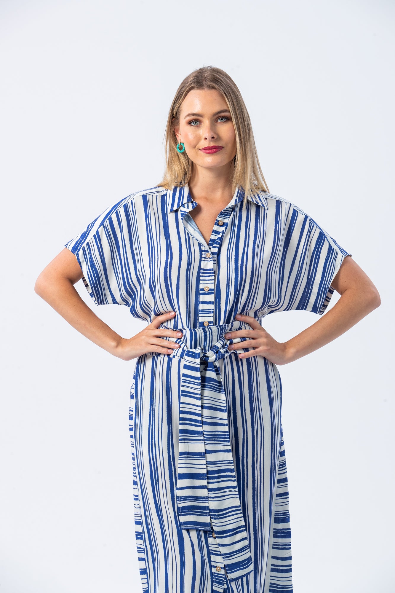 Antiqua dress - Blue and white stripe