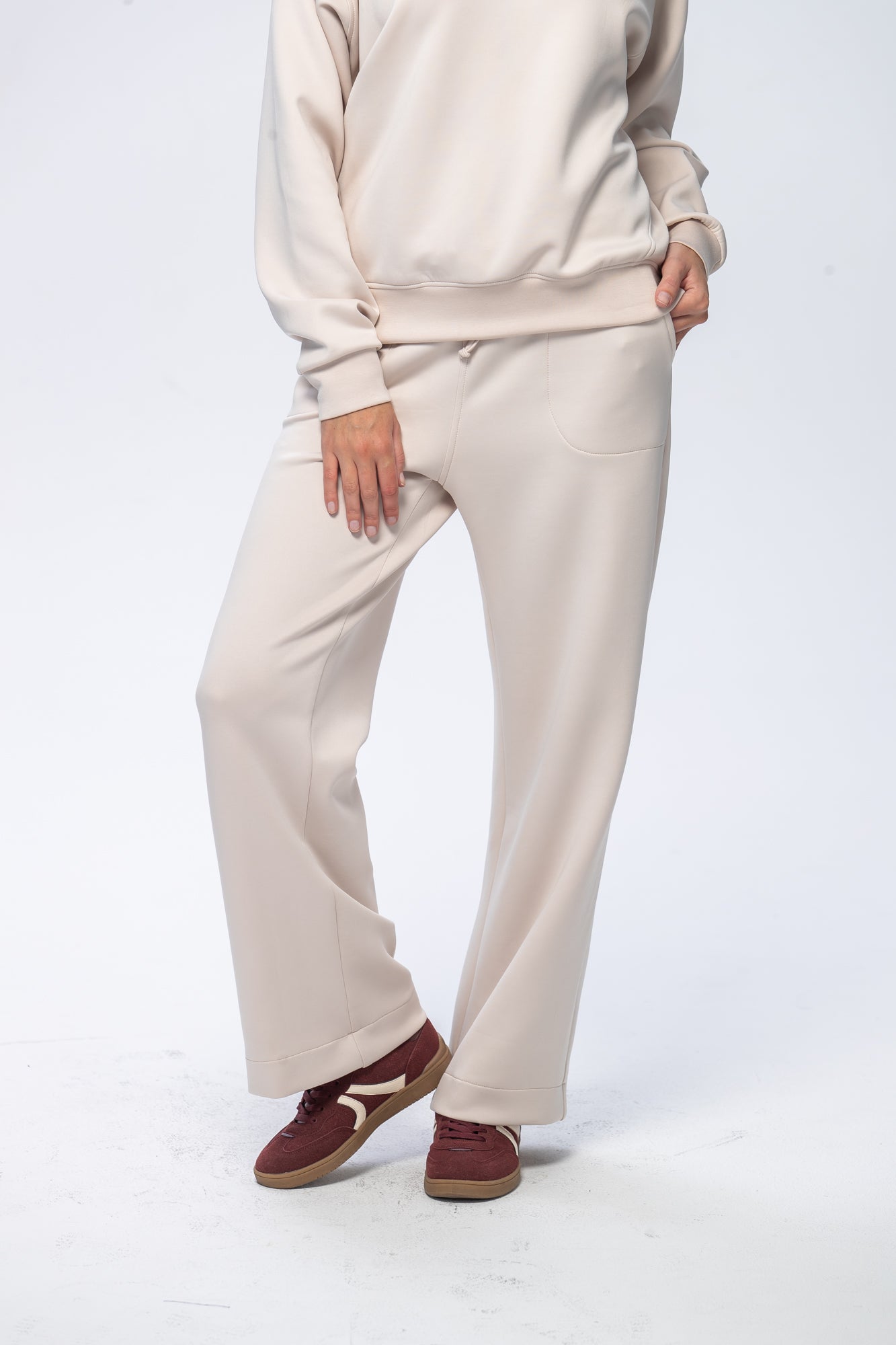 Nina Wide Leg Pants - Creme