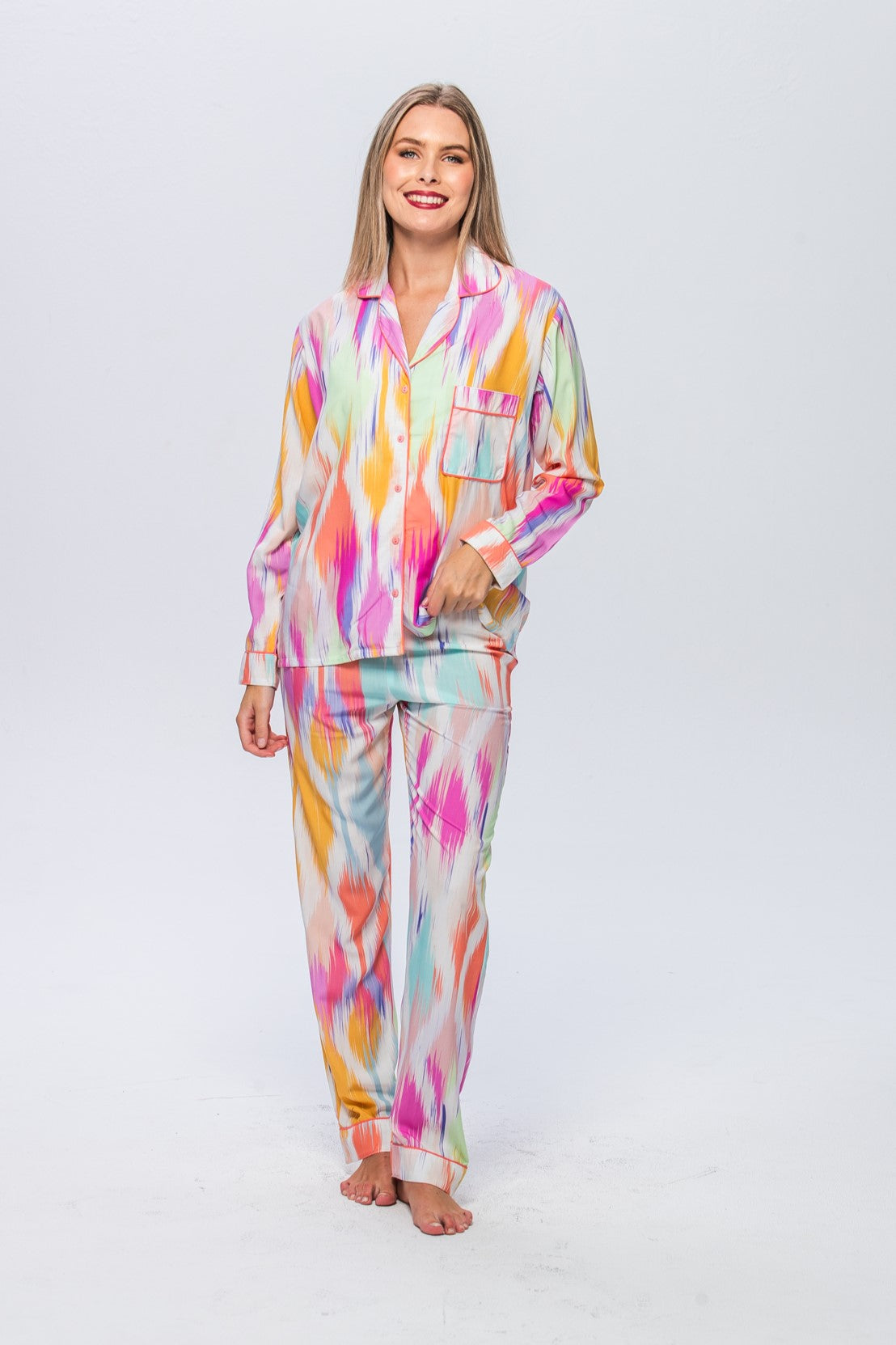 Long Pyjama Set - Pink Splash