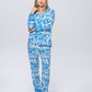 Long Pyjama Set - Turquoise and White