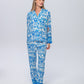 Long Pyjama Set - Turquoise and White