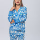Long Pyjama Set - Turquoise and White