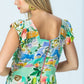 Sienna mint lemon sundress, close up of square back neckline and zip