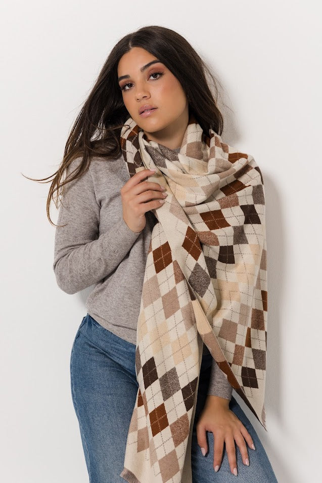 Argyle Wrap - Ecru
