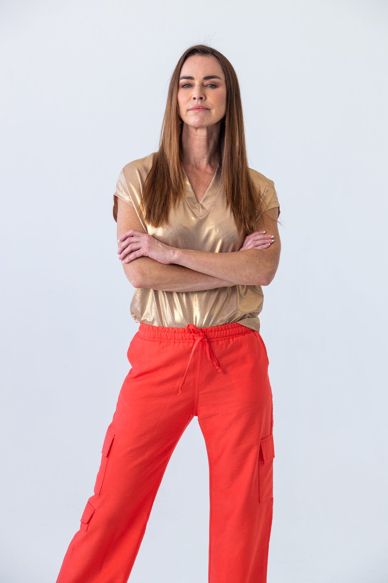 Sydney Wide Leg Cargo Pant - Orange