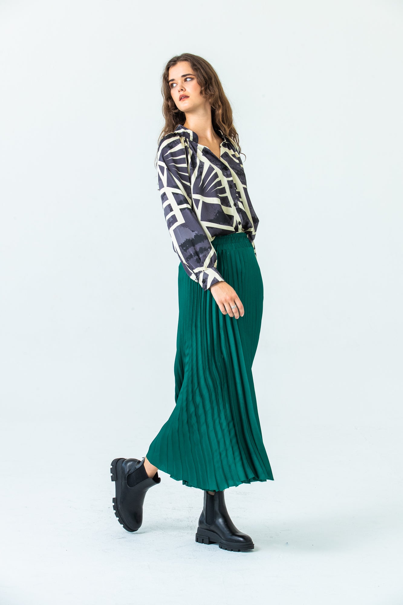 London Sunray pleated skirt - Emerald Green