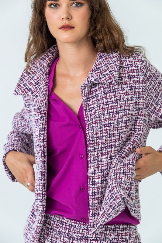 Los Angeles Collared Jacket - Magenta/Black Check