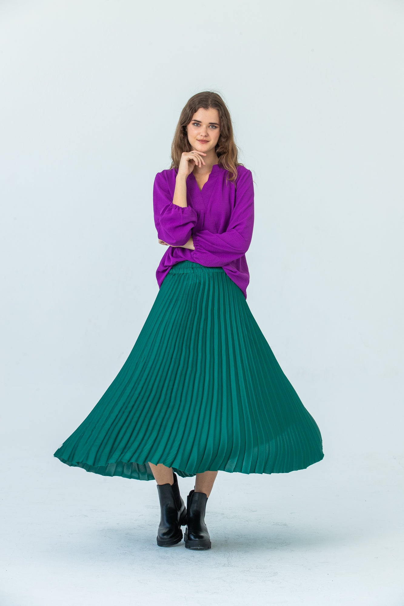 London Sunray pleated skirt - Emerald Green