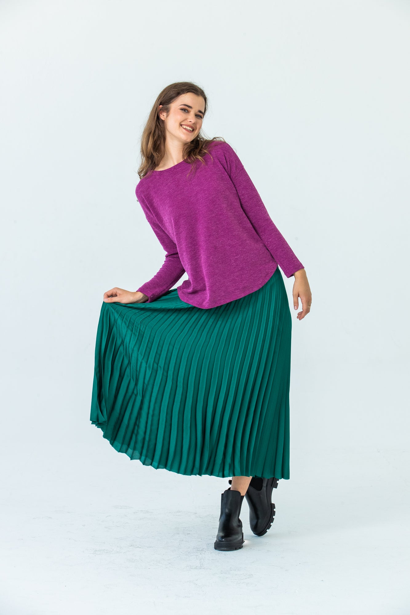 London Sunray pleated skirt - Emerald Green