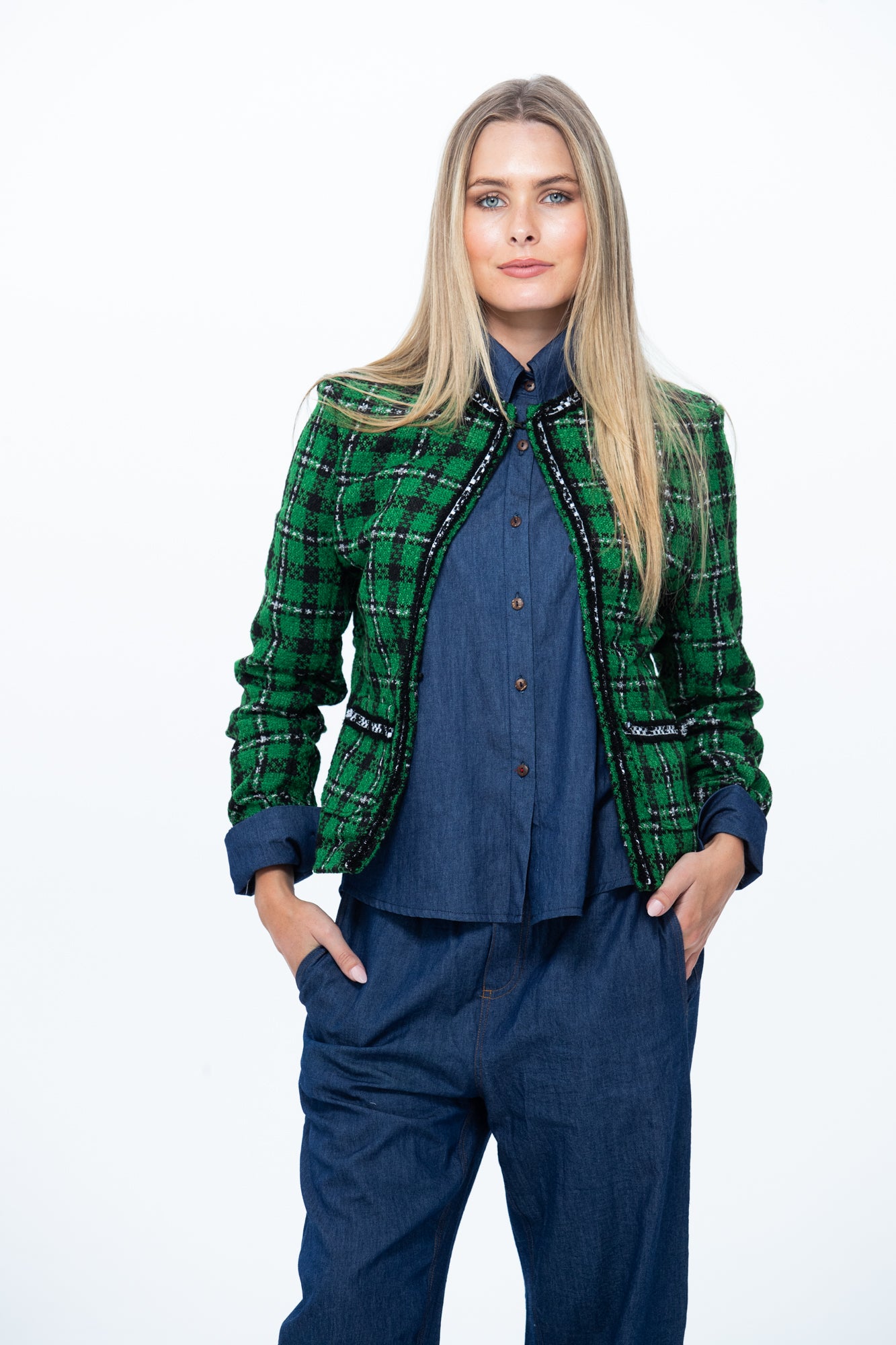 The Coco Jacket - Emerald Check