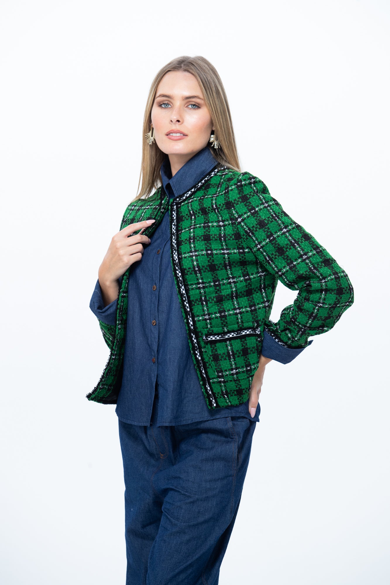 The Coco Jacket - Emerald Check