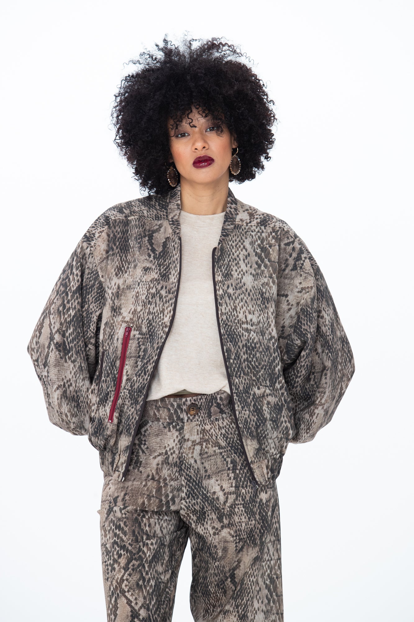 Josephine Bomber Jacket - Snakeskin