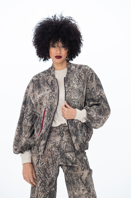Josephine Bomber Jacket - Snakeskin