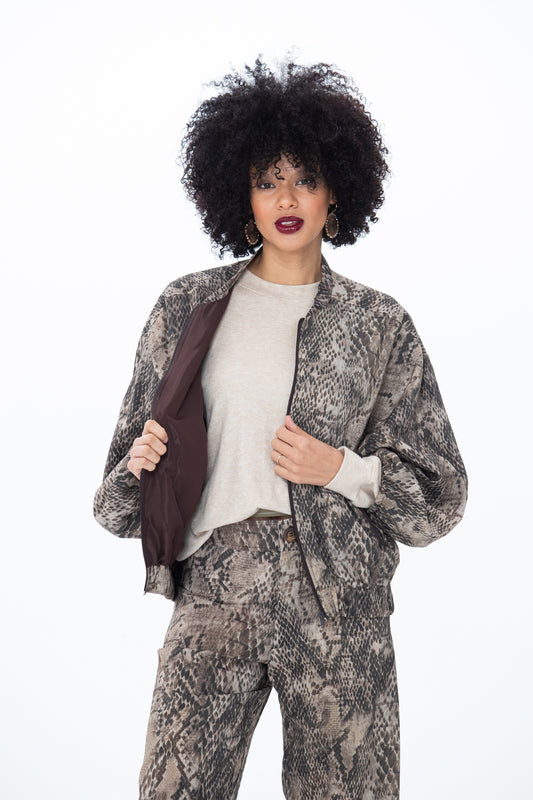 Josephine Bomber Jacket - Snakeskin