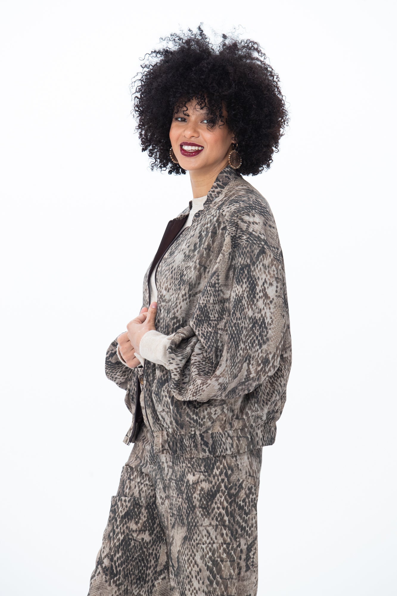 Josephine Bomber Jacket - Snakeskin