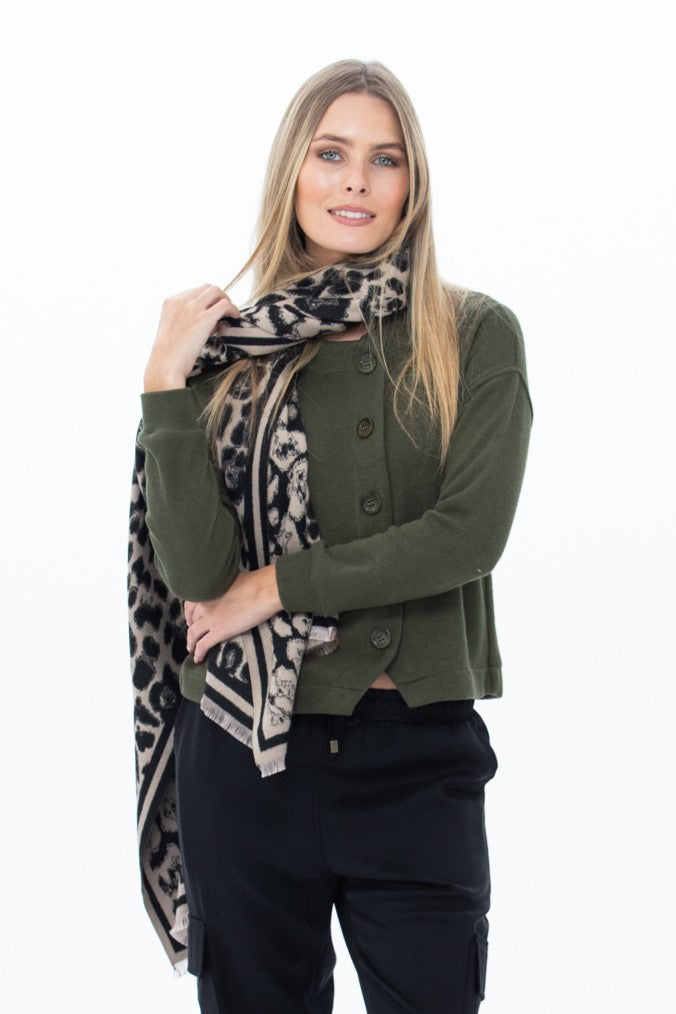 Leopard Wrap - Creme/Black
