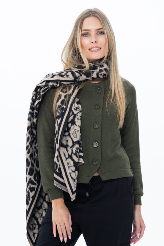 Leopard Wrap - Creme/Black