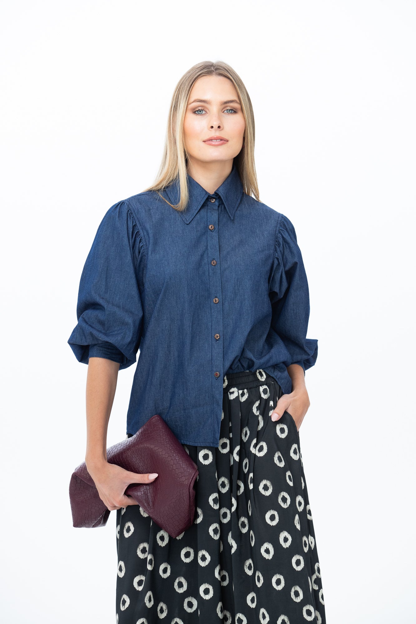 Harper Polka Dot Shirt – Denim