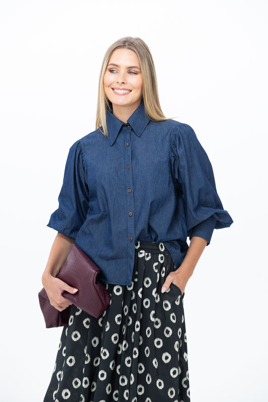 Harper Polka Dot Shirt – Denim