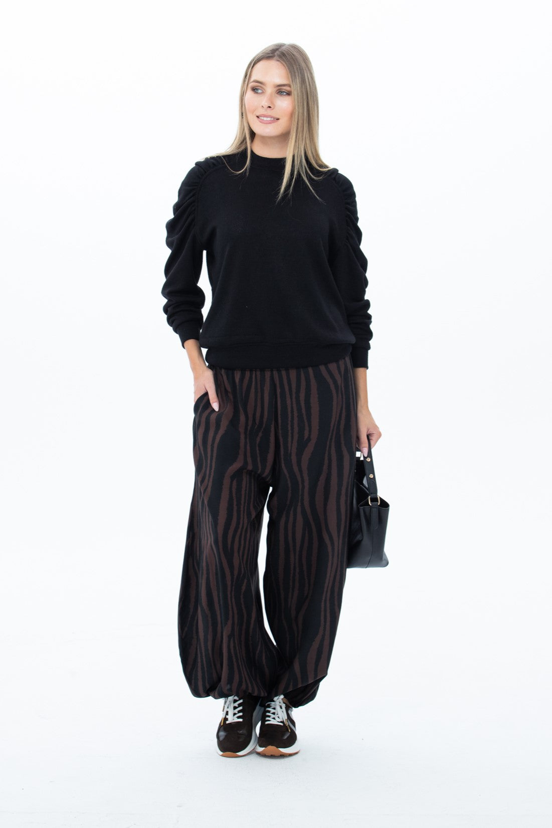 Stella Balloon Pants - Chocolate Animal print