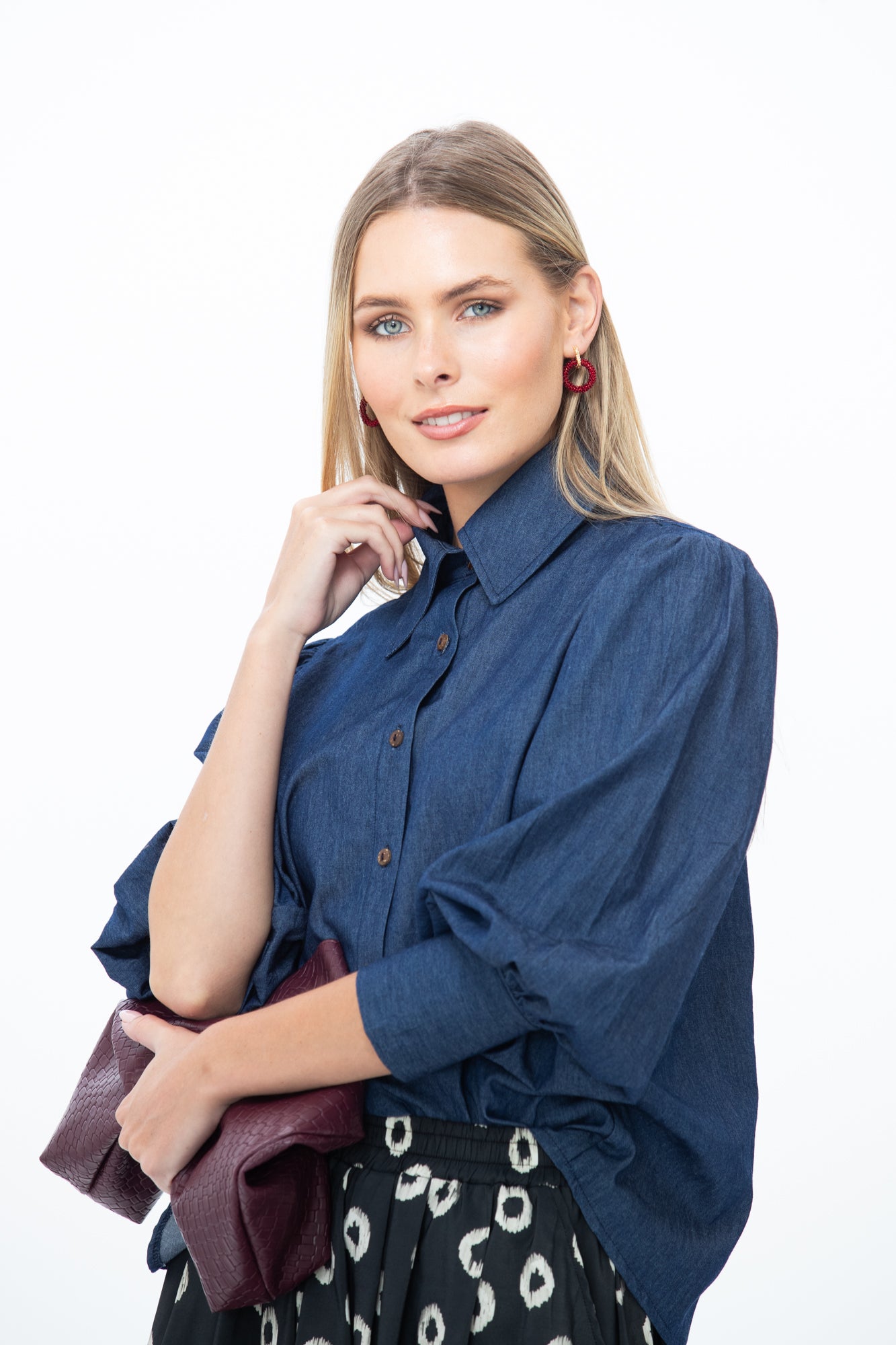 Harper Polka Dot Shirt – Denim