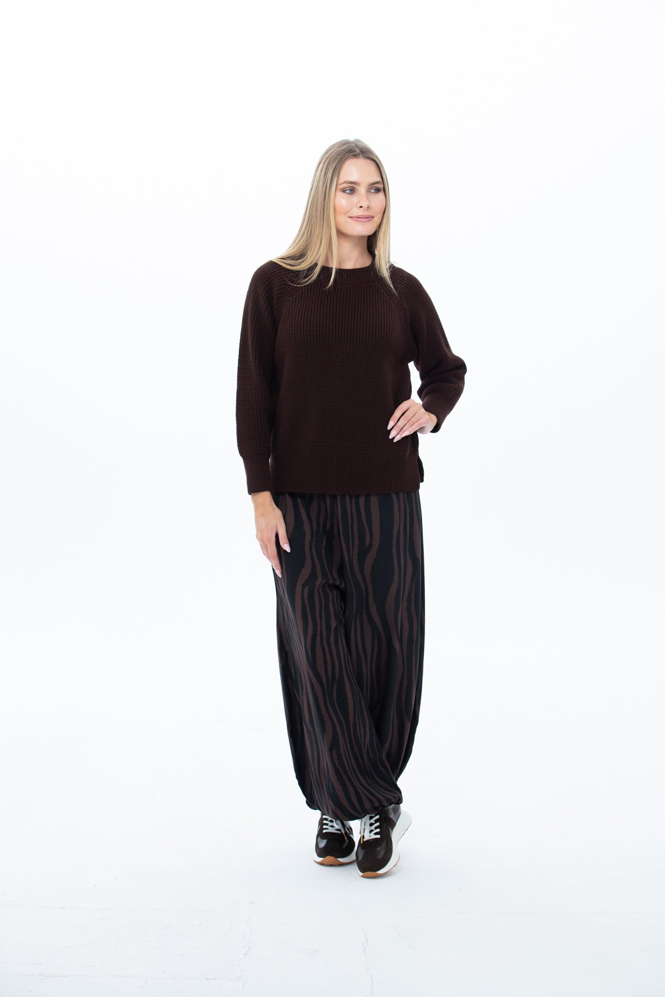 Stella Balloon Pants - Chocolate Animal print
