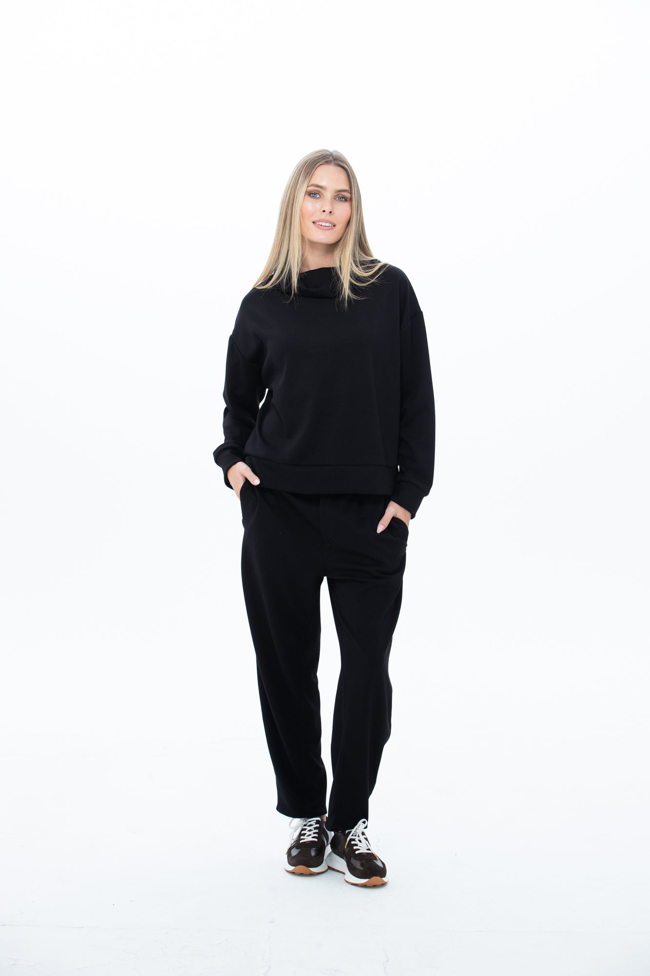 Audrey Cowl Neck Top - Black
