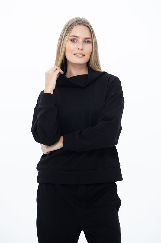 Audrey Cowl Neck Top - Black