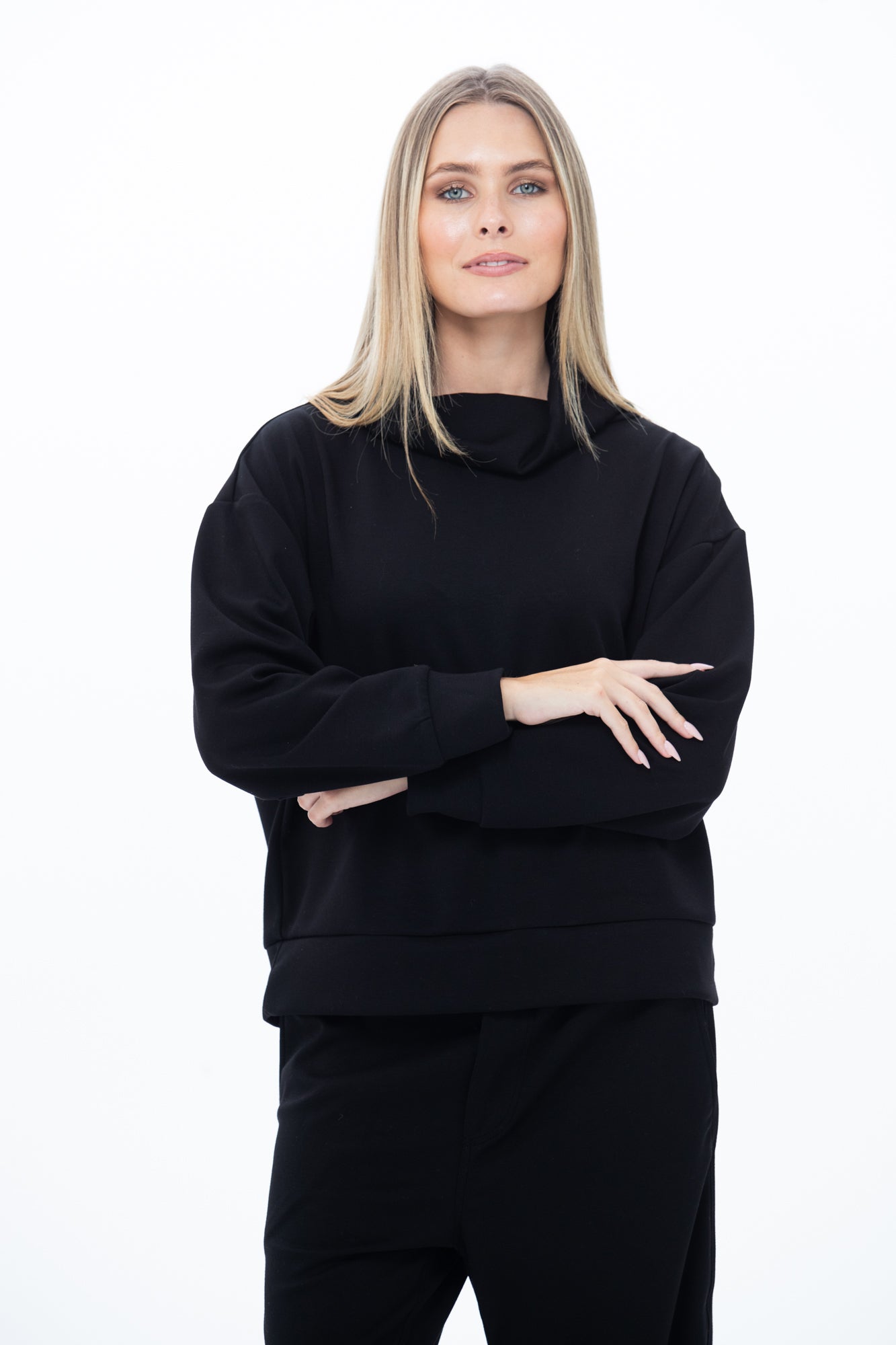 Audrey Cowl Neck Top - Black