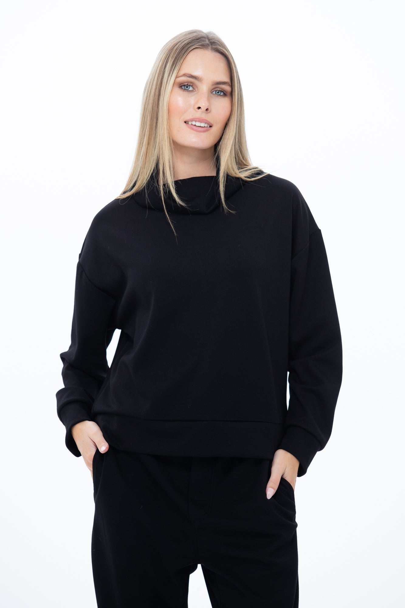 Audrey Cowl Neck Top - Black