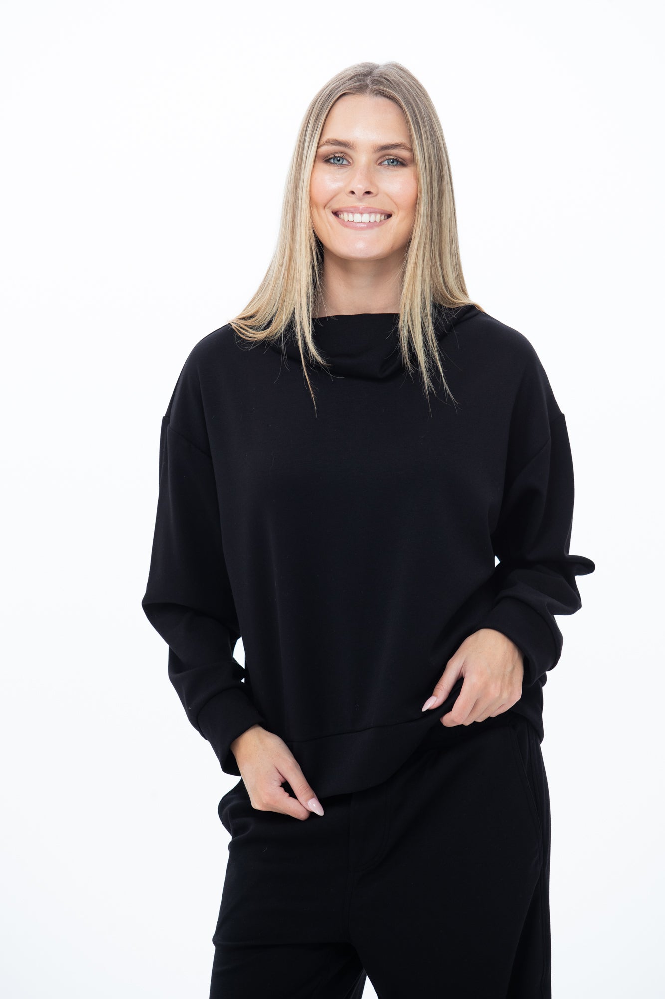 Audrey Cowl Neck Top - Black