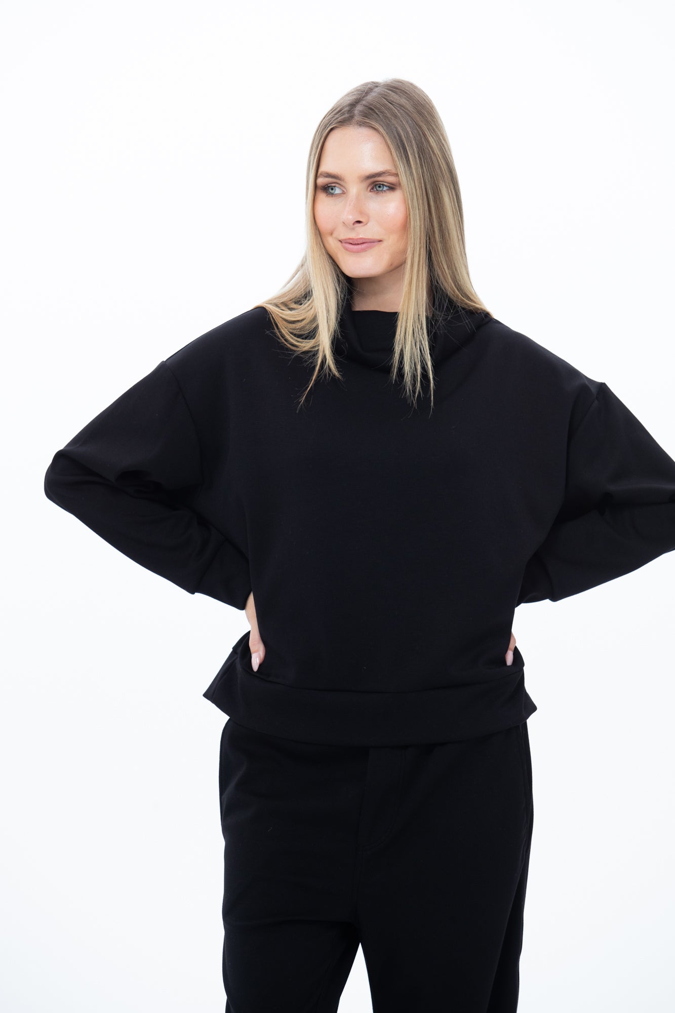 Audrey Cowl Neck Top - Black