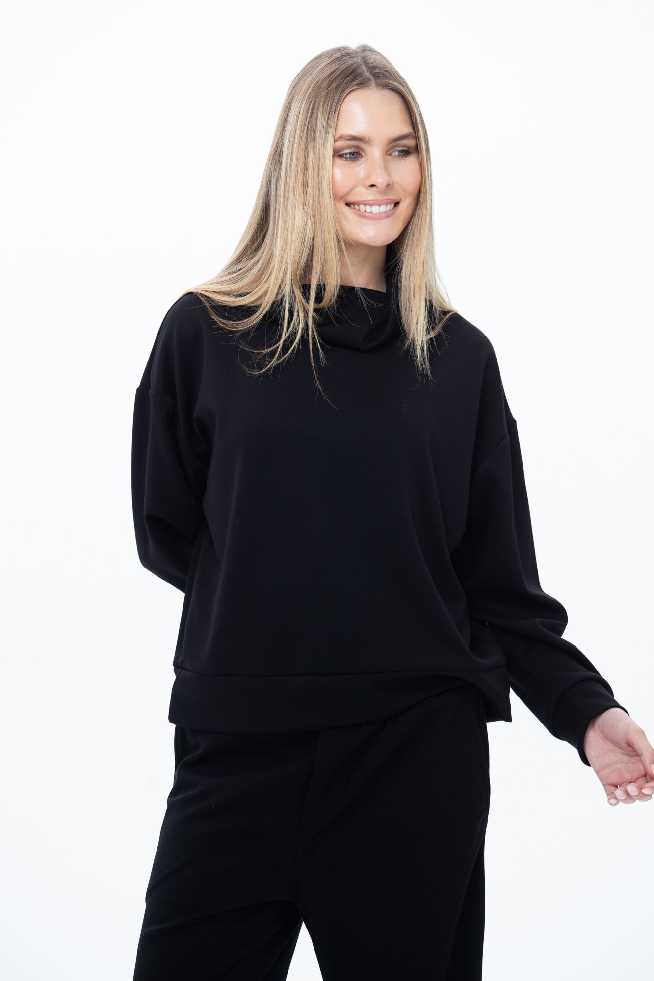 Audrey Cowl Neck Top - Black
