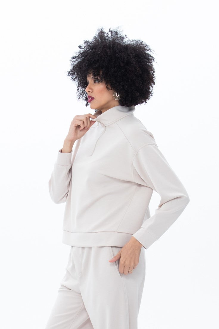Drew 1/4 Zip Top - Creme