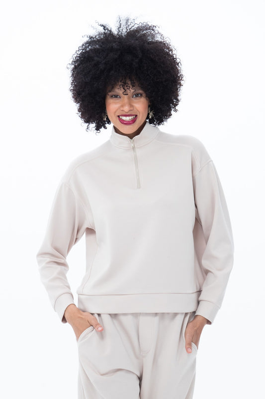 Drew 1/4 Zip Top - Creme