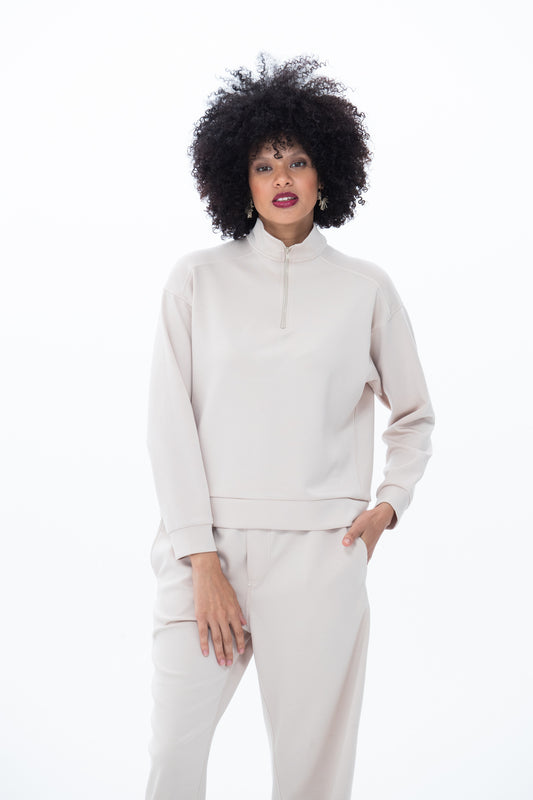 Drew 1/4 Zip Top - Creme
