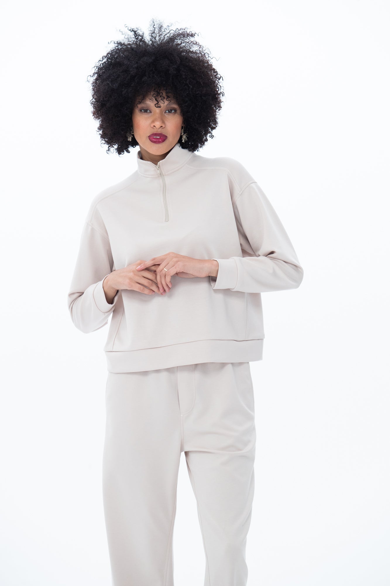 Drew 1/4 Zip Top - Creme