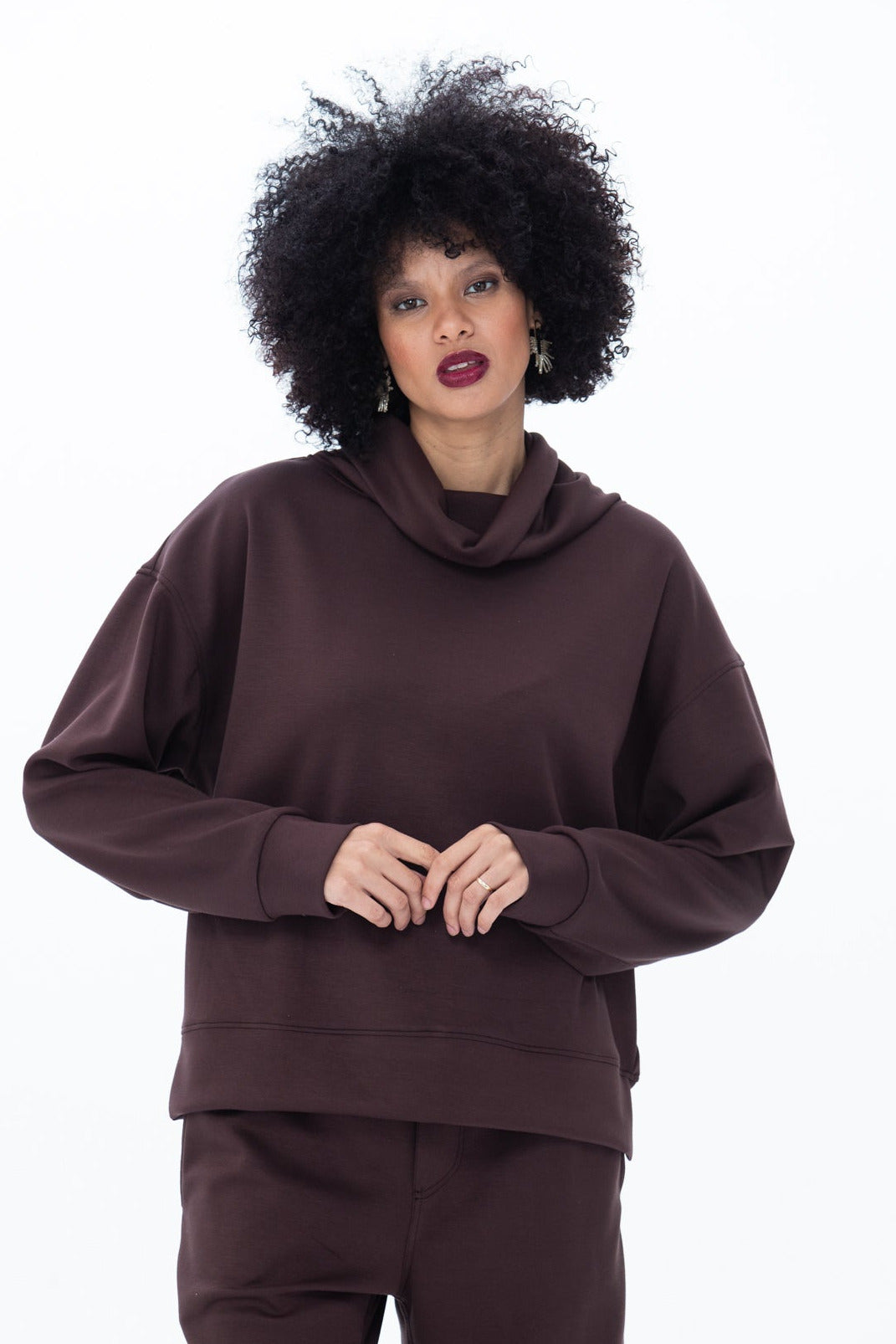 Audrey Cowl Neck Top - Chocolate