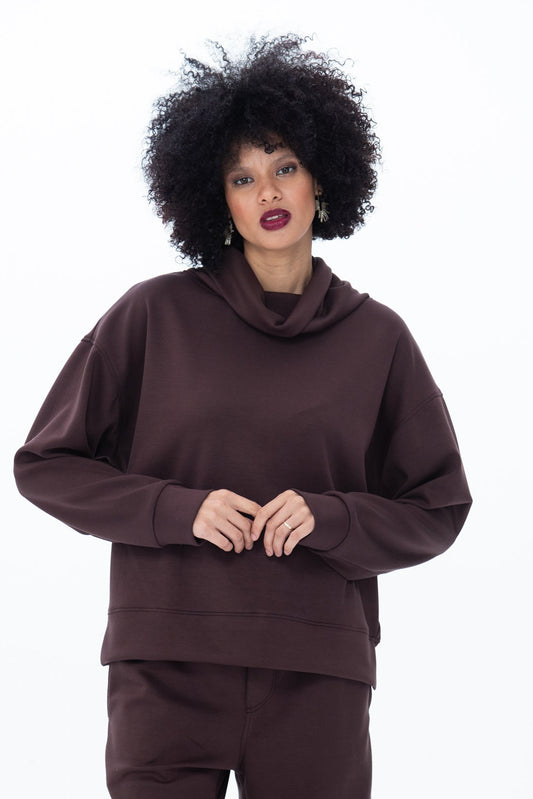 Audrey Cowl Neck Top - Chocolate