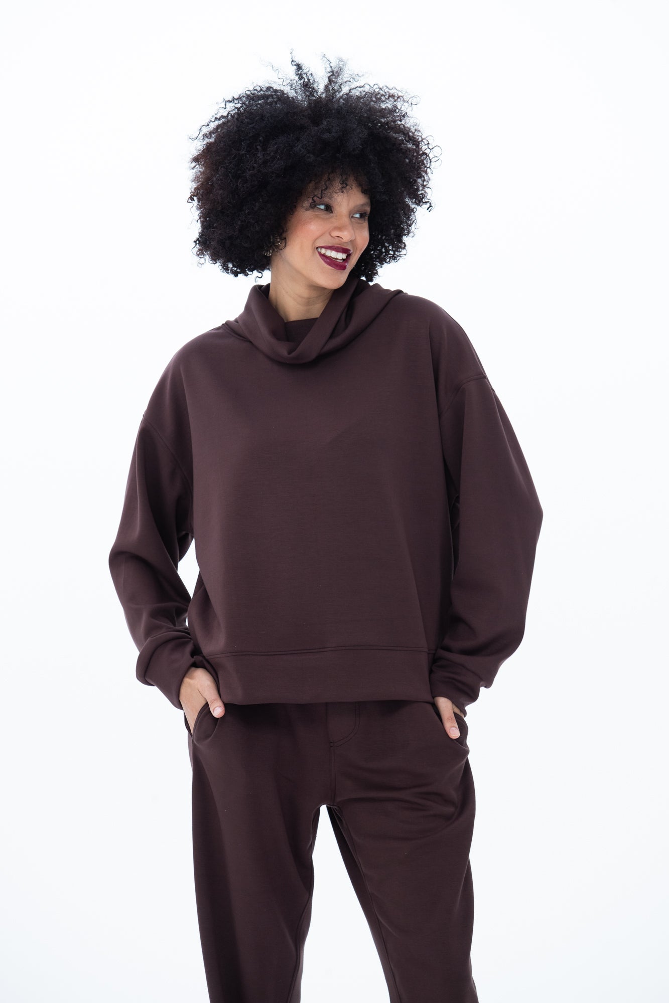 Audrey Cowl Neck Top - Chocolate