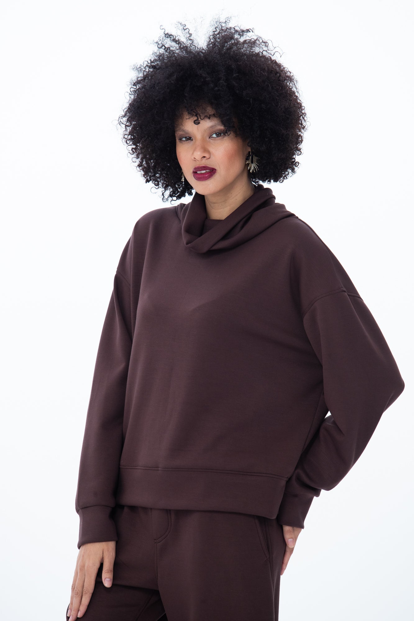 Audrey Cowl Neck Top - Chocolate