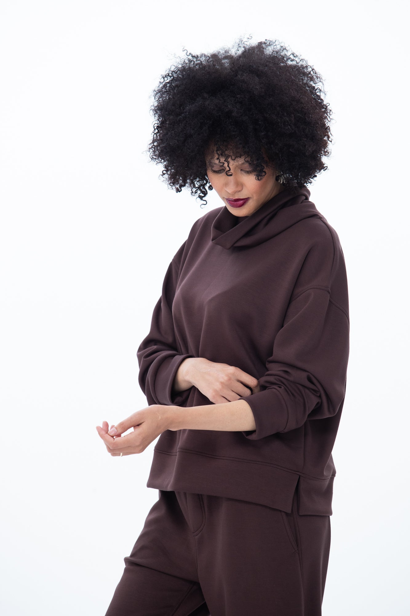 Audrey Cowl Neck Top - Chocolate