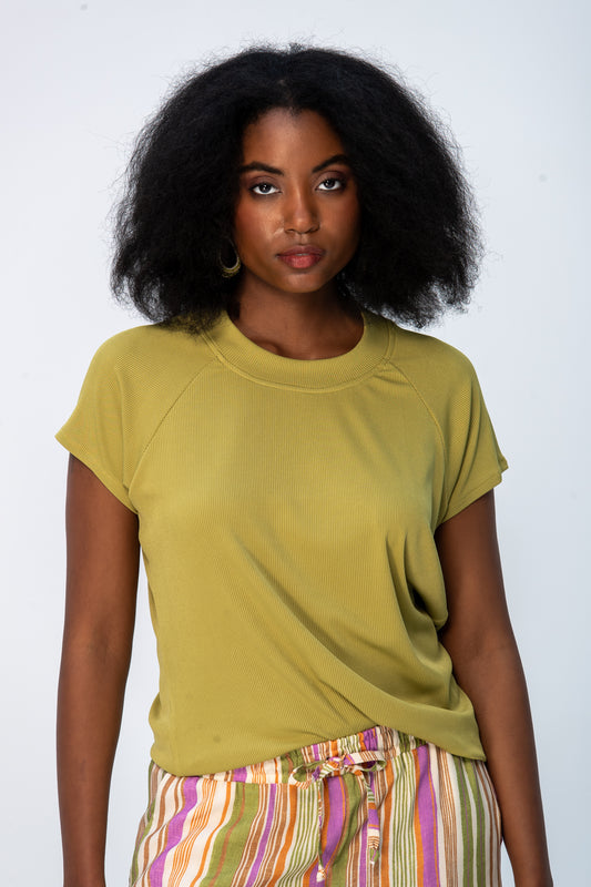 Rosa Summer Round Neck Tee - Chartreuse